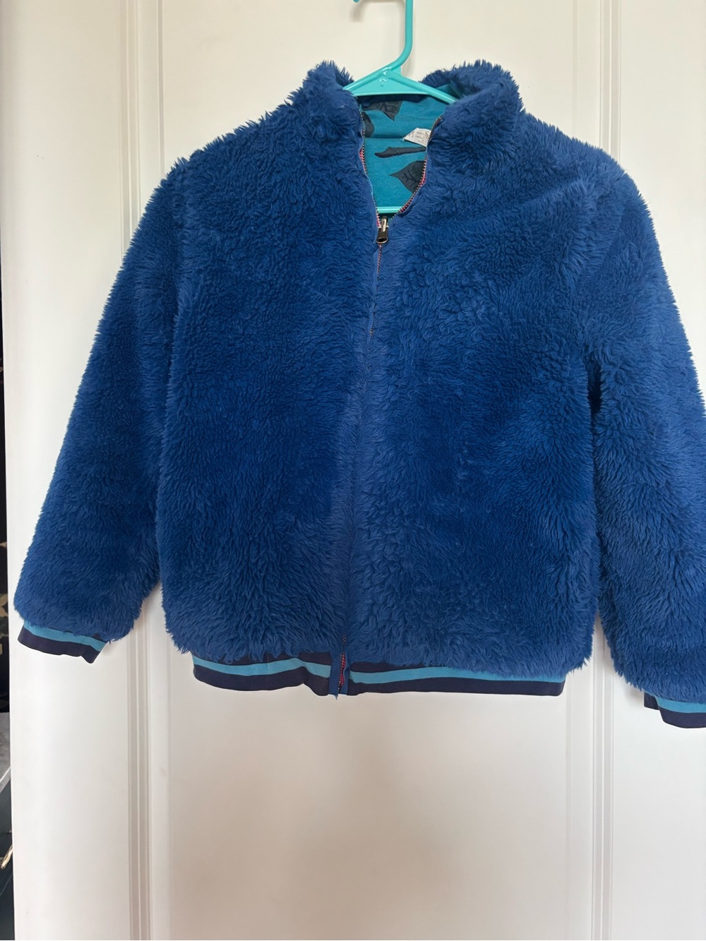 Kids Plush Blue Fleece Zip-Up Jacket